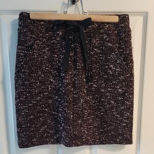 LOFT Maroon, Black and White Tweed Mini Skirt With Pockets